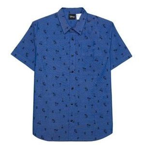 Mickey Mouse Button Down Shirt- Men's Denim Blue